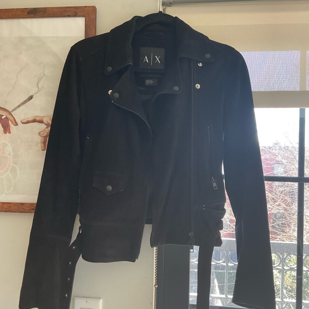 Armani Exchange Split Leather Moto Jacket Size Small